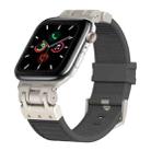 For Apple Watch Series 5 44mm Metal Mecha Plaid Silicone Watch Band(Dark Gray) - 1