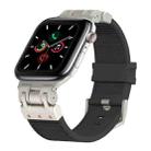 For Apple Watch Series 5 44mm Metal Mecha Plaid Silicone Watch Band(Black) - 1