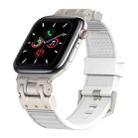 For Apple Watch Series 5 44mm Metal Mecha Plaid Silicone Watch Band(White) - 1