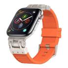 For Apple Watch Series 4 44mm Metal Mecha Plaid Silicone Watch Band(Orange) - 1