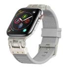 For Apple Watch Series 4 44mm Metal Mecha Plaid Silicone Watch Band(Cloud Gray) - 1