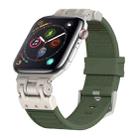 For Apple Watch Series 4 44mm Metal Mecha Plaid Silicone Watch Band(Forest Green) - 1