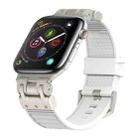 For Apple Watch Series 4 44mm Metal Mecha Plaid Silicone Watch Band(White) - 1