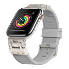 For Apple Watch Series 3 42mm Metal Mecha Plaid Silicone Watch Band(Cloud Gray) - 1