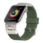 For Apple Watch Series 3 42mm Metal Mecha Plaid Silicone Watch Band(Forest Green) - 1