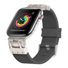 For Apple Watch Series 3 42mm Metal Mecha Plaid Silicone Watch Band(Dark Gray) - 1
