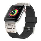 For Apple Watch Series 3 42mm Metal Mecha Plaid Silicone Watch Band(Black) - 1
