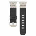 For Apple Watch Series 3 42mm Metal Mecha Plaid Silicone Watch Band(Black) - 2