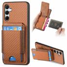 For Samsung Galaxy A55 5G Carbon Fiber Vertical Flip Wallet Stand Phone Case(Brown) - 1