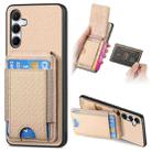 For Samsung Galaxy A55 5G Carbon Fiber Vertical Flip Wallet Stand Phone Case(Khaki) - 1