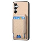 For Samsung Galaxy A55 5G Carbon Fiber Vertical Flip Wallet Stand Phone Case(Khaki) - 2