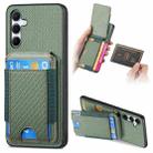 For Samsung Galaxy A55 5G Carbon Fiber Vertical Flip Wallet Stand Phone Case(Green) - 1