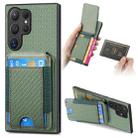 For Samsung Galaxy S24 Ultra 5G Carbon Fiber Vertical Flip Wallet Stand Phone Case(Green) - 1