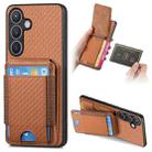 For Samsung Galaxy S24+ 5G Carbon Fiber Vertical Flip Wallet Stand Phone Case(Brown) - 1