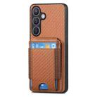 For Samsung Galaxy S24+ 5G Carbon Fiber Vertical Flip Wallet Stand Phone Case(Brown) - 2