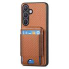 For Samsung Galaxy S24 5G Carbon Fiber Vertical Flip Wallet Stand Phone Case(Brown) - 2