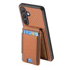 For Samsung Galaxy S24 5G Carbon Fiber Vertical Flip Wallet Stand Phone Case(Brown) - 3
