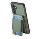 For Samsung Galaxy S24 5G Carbon Fiber Vertical Flip Wallet Stand Phone Case(Green) - 3