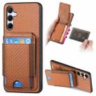 For Samsung Galaxy A34 5G Carbon Fiber Vertical Flip Wallet Stand Phone Case(Brown) - 1