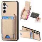 For Samsung Galaxy A54 5G Carbon Fiber Vertical Flip Wallet Stand Phone Case(Khaki) - 1