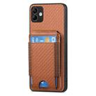 For Samsung Galaxy A04e Carbon Fiber Vertical Flip Wallet Stand Phone Case(Brown) - 2