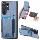 For Samsung Galaxy S23 Ultra 5G Carbon Fiber Vertical Flip Wallet Stand Phone Case(Blue) - 1