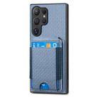 For Samsung Galaxy S23 Ultra 5G Carbon Fiber Vertical Flip Wallet Stand Phone Case(Blue) - 2