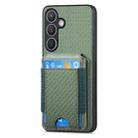 For Samsung Galaxy S23+ 5G Carbon Fiber Vertical Flip Wallet Stand Phone Case(Green) - 2