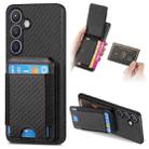 For Samsung Galaxy S23 5G Carbon Fiber Vertical Flip Wallet Stand Phone Case(Black) - 1