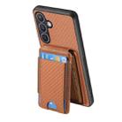 For Samsung Galaxy S23 5G Carbon Fiber Vertical Flip Wallet Stand Phone Case(Brown) - 3