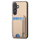 For Samsung Galaxy S23 5G Carbon Fiber Vertical Flip Wallet Stand Phone Case(Khaki) - 2