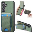 For Samsung Galaxy S23 5G Carbon Fiber Vertical Flip Wallet Stand Phone Case(Green) - 1