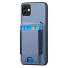 For Samsung Galaxy M53 5G Carbon Fiber Vertical Flip Wallet Stand Phone Case(Blue) - 2