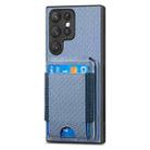 For Samsung Galaxy S22 Ultra 5G Carbon Fiber Vertical Flip Wallet Stand Phone Case(Blue) - 2