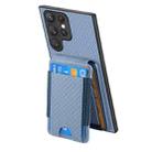 For Samsung Galaxy S22 Ultra 5G Carbon Fiber Vertical Flip Wallet Stand Phone Case(Blue) - 3