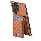 For Samsung Galaxy S22 Ultra 5G Carbon Fiber Vertical Flip Wallet Stand Phone Case(Brown) - 3