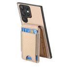 For Samsung Galaxy S22 Ultra 5G Carbon Fiber Vertical Flip Wallet Stand Phone Case(Khaki) - 3