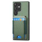 For Samsung Galaxy S22 Ultra 5G Carbon Fiber Vertical Flip Wallet Stand Phone Case(Green) - 2