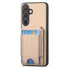 For Samsung Galaxy S22 5G Carbon Fiber Vertical Flip Wallet Stand Phone Case(Khaki) - 2