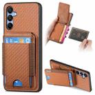 For Samsung Galaxy A13 5G Carbon Fiber Vertical Flip Wallet Stand Phone Case(Brown) - 1