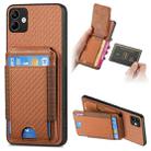 For Samsung Galaxy M32 4G Carbon Fiber Vertical Flip Wallet Stand Phone Case(Brown) - 1