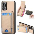 For Samsung Galaxy A82 5G Carbon Fiber Vertical Flip Wallet Stand Phone Case(Khaki) - 1