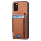 For Samsung Galaxy A41 Carbon Fiber Vertical Flip Wallet Stand Phone Case(Brown) - 2