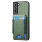 For Samsung Galaxy S21 FE 5G Carbon Fiber Vertical Flip Wallet Stand Phone Case(Green) - 2