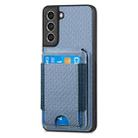 For Samsung Galaxy S21 5G Carbon Fiber Vertical Flip Wallet Stand Phone Case(Blue) - 2