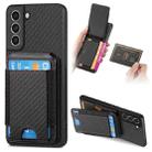 For Samsung Galaxy S21 5G Carbon Fiber Vertical Flip Wallet Stand Phone Case(Black) - 1