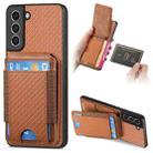 For Samsung Galaxy S21 5G Carbon Fiber Vertical Flip Wallet Stand Phone Case(Brown) - 1