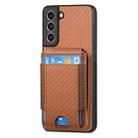 For Samsung Galaxy S21 5G Carbon Fiber Vertical Flip Wallet Stand Phone Case(Brown) - 2