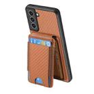 For Samsung Galaxy S21 5G Carbon Fiber Vertical Flip Wallet Stand Phone Case(Brown) - 3