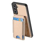 For Samsung Galaxy S21 5G Carbon Fiber Vertical Flip Wallet Stand Phone Case(Khaki) - 3